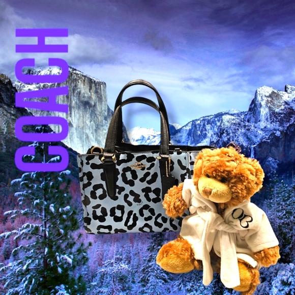 Coach Handbags - RARE COACH PALE BLUE OCELOT EMBOSSED LEATHER LEOPARD PRINT MINI BAG Sz SMALL